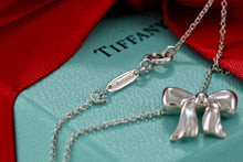 Load image into Gallery viewer, Tiffany &amp; Co. Silver Ribbon Box Pendant Vintage Necklace
