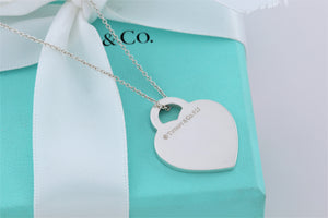 Tiffany & Co. Silver Notes ''I Love You'' Heart Charm Necklace