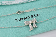 Load image into Gallery viewer, Tiffany &amp; Co. Silver Ribbon Box Pendant Vintage Necklace
