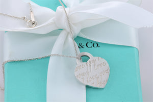 Tiffany & Co. Silver Notes ''I Love You'' Heart Charm Necklace