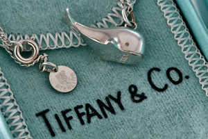 Tiffany & Co. Nature Silver Vintage Whale Pendant 18" Necklace