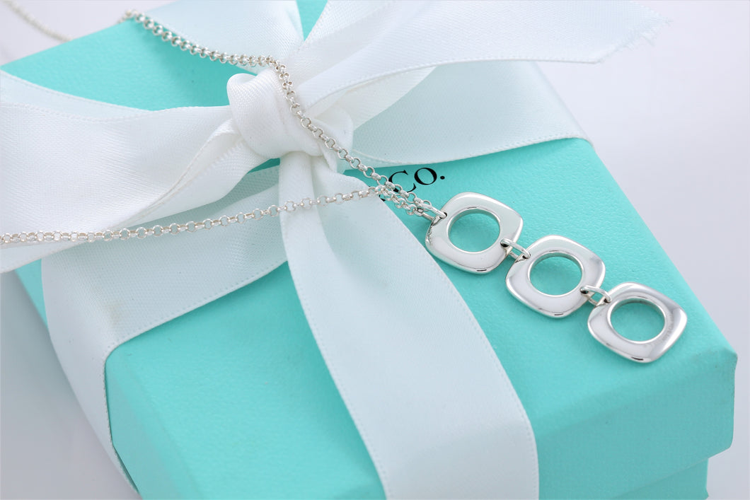 Tiffany & Co. Silver Triple Cushion Drop Necklace