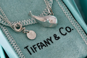 Tiffany & Co. Nature Silver Vintage Whale Pendant 18" Necklace