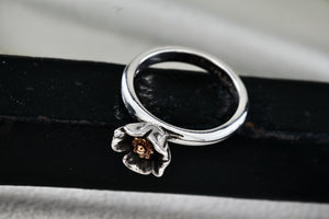 Daisy London Sterling Silver & Gold Flower Ring Size 7