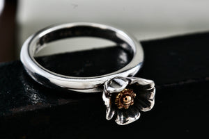 Daisy London Sterling Silver & Gold Flower Ring Size 7