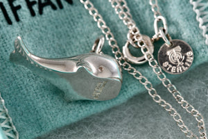 Tiffany & Co. Nature Silver Vintage Whale Pendant 18" Necklace