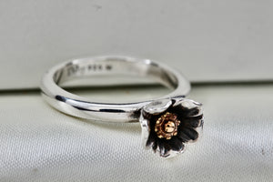 Daisy London Sterling Silver & Gold Flower Ring Size 7