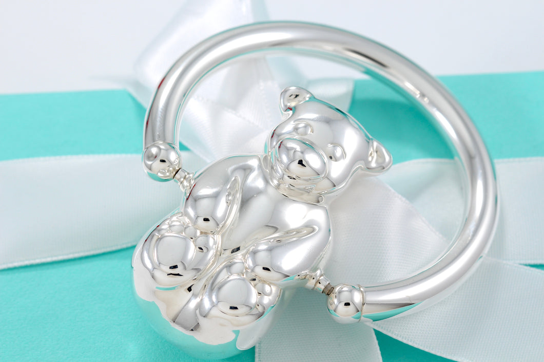 Tiffany & Co. Silver Spinning Bear Baby Rattle 3