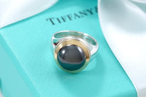 Tiffany & Co. 18K Gold & Silver Hematite Ring