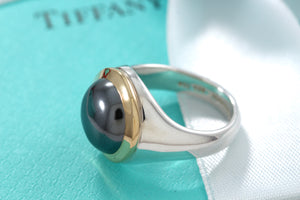 Tiffany & Co. 18K Gold & Silver Hematite Ring