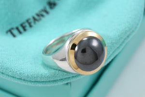 Tiffany & Co. 18K Gold & Silver Hematite Ring