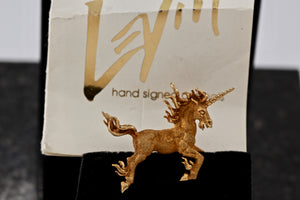 Dan Levin 1979 Handmade "Guardian of the Glen" Pegasus Unicorn Horse 18Kt. Gold Pendant