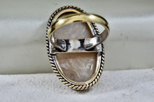 Load image into Gallery viewer, Handmade Huge Oval Moonstone Silverplate Ring Size 9.5
