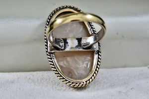 Handmade Huge Oval Moonstone Silverplate Ring Size 9.5