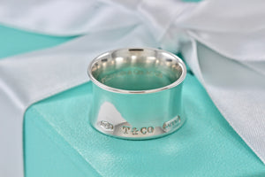 Tiffany & Co. 1837 Silver Extra Wide Band Ring NEW VERSION