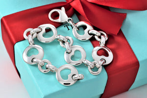 Tiffany & Co. Silver Stencil Heart Link 7" Bracelet