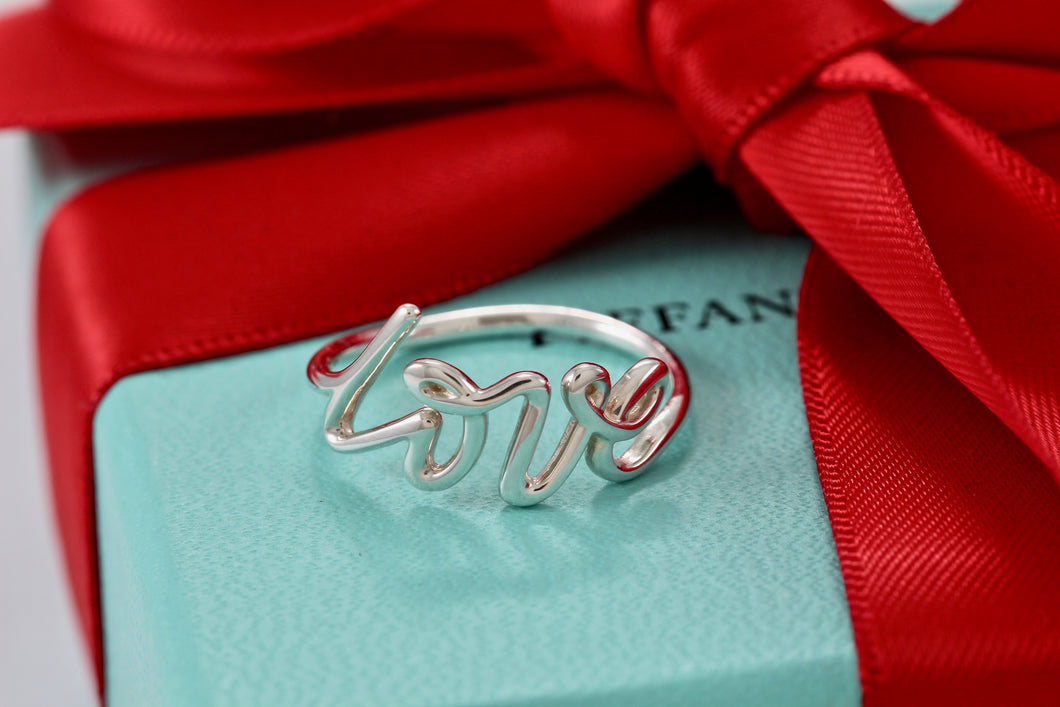Tiffany & Co. Paloma Picasso Silver LOVE Script Grafitti Ring