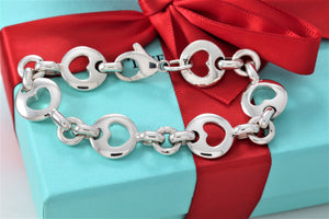 Tiffany & Co. Silver Stencil Heart Link 7" Bracelet