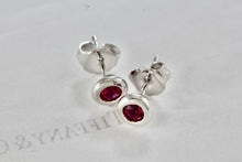 Load image into Gallery viewer, Tiffany &amp; Co. Elsa Peretti Silver Color By The Yard Ruby Stud Earrings
