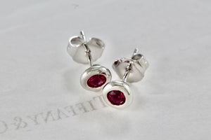 Tiffany & Co. Elsa Peretti Silver Color By The Yard Ruby Stud Earrings