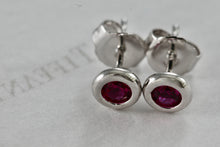 Load image into Gallery viewer, Tiffany &amp; Co. Elsa Peretti Silver Color By The Yard Ruby Stud Earrings
