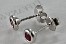 Load image into Gallery viewer, Tiffany &amp; Co. Elsa Peretti Silver Color By The Yard Ruby Stud Earrings
