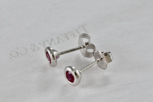 Tiffany & Co. Elsa Peretti Silver Color By The Yard Ruby Stud Earrings