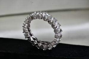 Sterling Silver ADI China CZ Marquise Diamonds Eternity Band Ring Size 7