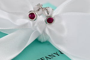 Tiffany & Co. Elsa Peretti Silver Color By The Yard Ruby Stud Earrings