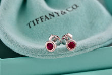 Load image into Gallery viewer, Tiffany &amp; Co. Elsa Peretti Silver Color By The Yard Ruby Stud Earrings
