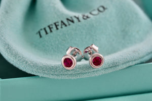 Tiffany & Co. Elsa Peretti Silver Color By The Yard Ruby Stud Earrings