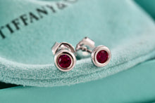 Load image into Gallery viewer, Tiffany &amp; Co. Elsa Peretti Silver Color By The Yard Ruby Stud Earrings
