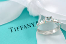 Load image into Gallery viewer, Tiffany &amp; Co. Sterling Silver Square Aquamarine Stacking Ring Size 5
