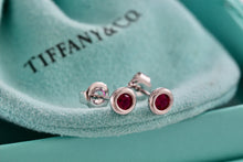 Load image into Gallery viewer, Tiffany &amp; Co. Elsa Peretti Silver Color By The Yard Ruby Stud Earrings
