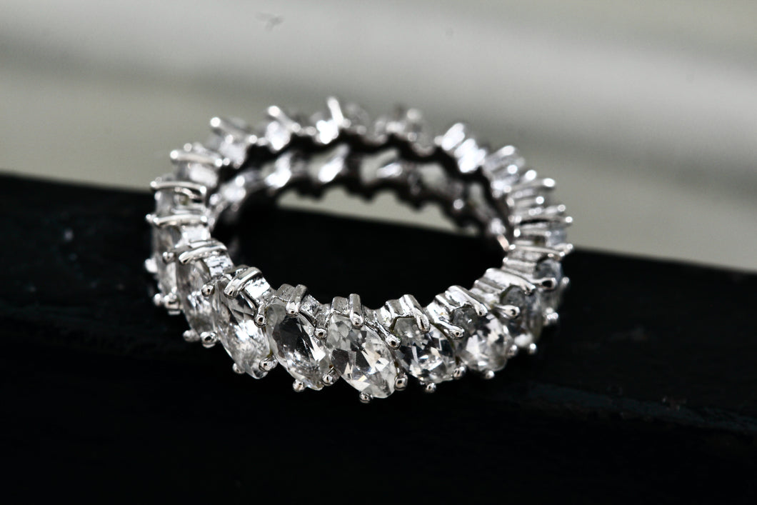 Sterling Silver ADI China CZ Marquise Diamonds Eternity Band Ring Size 7