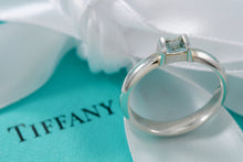 Load image into Gallery viewer, Tiffany &amp; Co. Sterling Silver Square Aquamarine Stacking Ring Size 5
