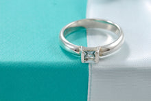 Load image into Gallery viewer, Tiffany &amp; Co. Sterling Silver Square Aquamarine Stacking Ring Size 5
