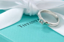 Load image into Gallery viewer, Tiffany &amp; Co. Sterling Silver Square Aquamarine Stacking Ring Size 5
