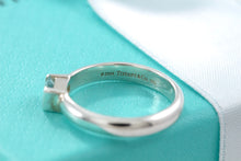 Load image into Gallery viewer, Tiffany &amp; Co. Sterling Silver Square Aquamarine Stacking Ring Size 5
