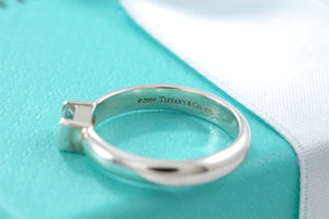 Tiffany & Co. Sterling Silver Square Aquamarine Stacking Ring Size 5