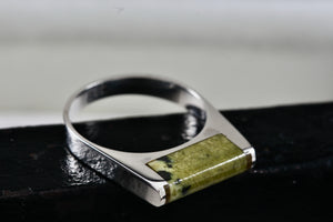 Sterling Silver Green Malachite Flat Ring Size 8