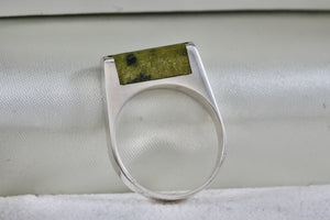 Sterling Silver Green Malachite Flat Ring Size 8