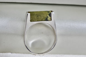 Sterling Silver Green Malachite Flat Ring Size 8