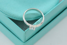 Load image into Gallery viewer, Tiffany &amp; Co. Sterling Silver Square Aquamarine Stacking Ring Size 5
