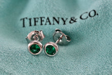 Load image into Gallery viewer, Tiffany &amp; Co. Elsa Peretti Silver Color By The Yard Tsavorite Stud Earrings
