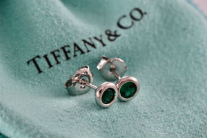 Tiffany & Co. Elsa Peretti Silver Color By The Yard Tsavorite Stud Earrings