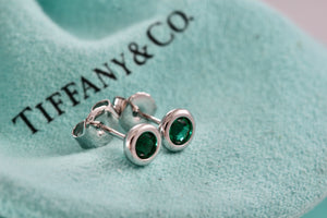Tiffany & Co. Elsa Peretti Silver Color By The Yard Tsavorite Stud Earrings