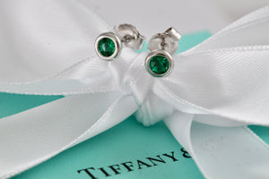Tiffany & Co. Elsa Peretti Silver Color By The Yard Tsavorite Stud Earrings