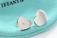 Load image into Gallery viewer, Tiffany &amp; Co. Paloma Picasso Silver Modern Heart Diamond Stud Earrings

