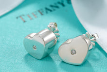 Load image into Gallery viewer, Tiffany &amp; Co. Paloma Picasso Silver Modern Heart Diamond Stud Earrings
